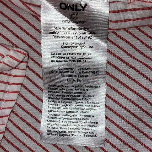 ONLY brand Striped Men's Shirt size 42 uk 14 White and red - Picture 10 of 15
